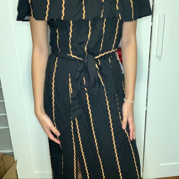Striped M-Slit Off the Shoulder Maxi Dress F21 - Picture 2 of 11